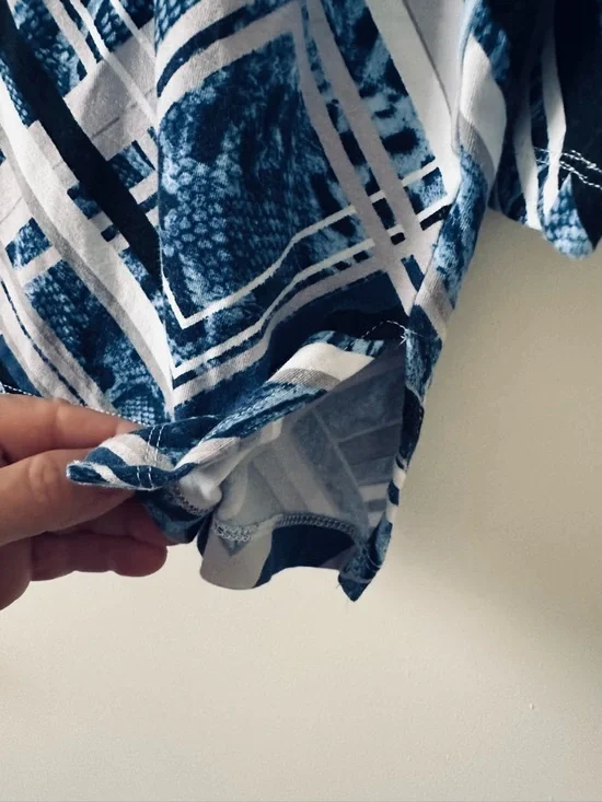 Alfred Dunner Medium Chevron-Stripe 3/4 Sleeve Top Rhinestone Embellished Neck - Picture 5 of 9